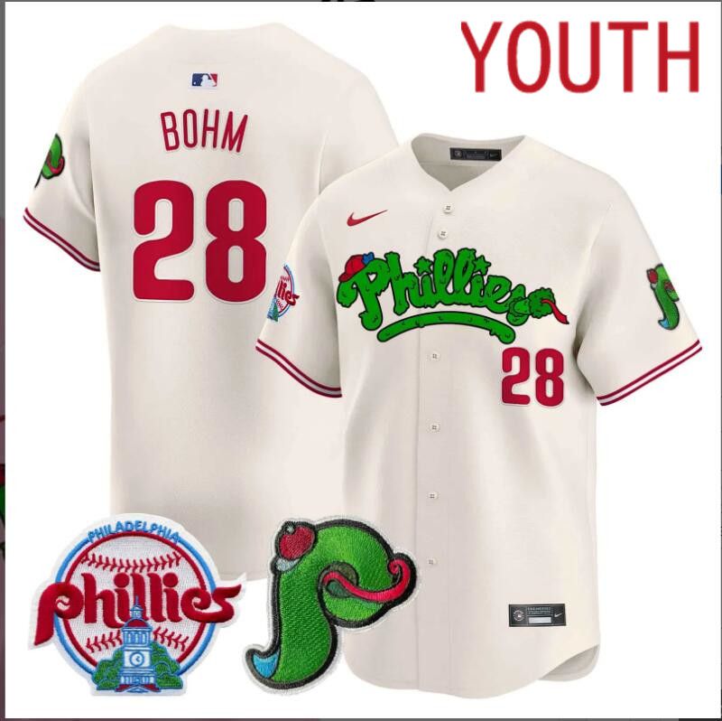 Youth  Philadelphia Phillies #28 Bohm cream Limited 2024 MLB Nike jersey->youth nfl jersey->Youth Jersey